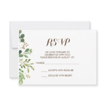Carte RSVP Faire-part de mariage Cadre vert