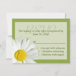 Carte RSVP Faire-part de mariage marguerite verte 