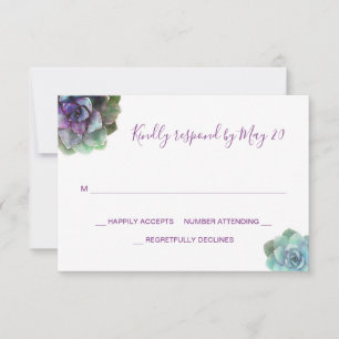 Carte RSVP Faire-part de mariage pour les succulen
