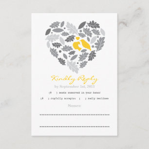 Carte RSVP Feuille et Coeur Inséparable