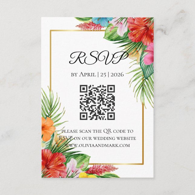 Carte RSVP Feuille Palm Tropical | Destination d'é (Devant)