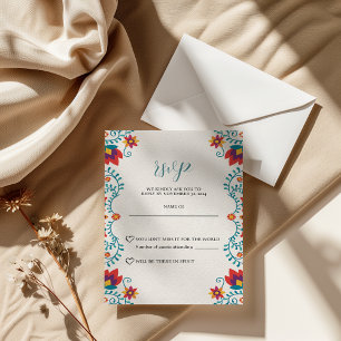 Carte RSVP Fiesta Colorful Floral Wedding Mexicain