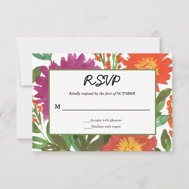 Carte RSVP Fleur Aquarelle (Devant)
