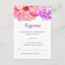 Carte RSVP Fleur Aquarelle