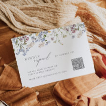 Carte RSVP fleur sauvage avec code QR Floral Boho