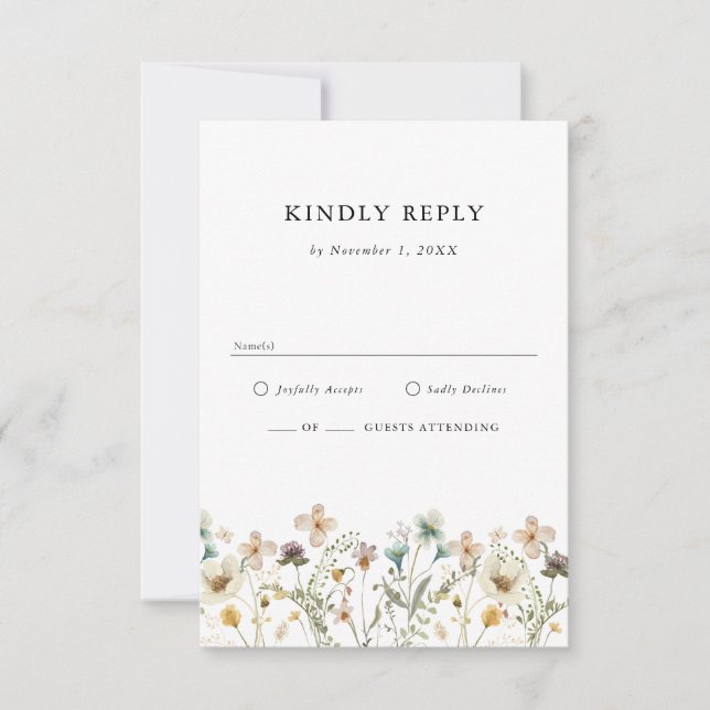 Carte RSVP Fleur sauvage Boho (Devant)