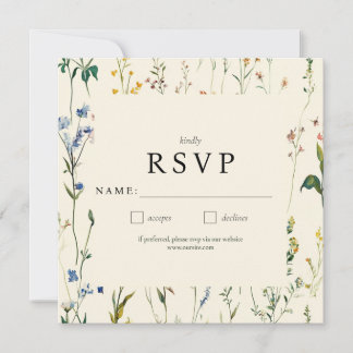 Carte RSVP Fleur sauvage Boho Cream