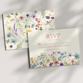 Carte RSVP fleur sauvage Fleur Fleur Fleur Fleur F