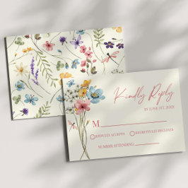 Carte RSVP fleur sauvage Fleur Fleur Fleur Fleur F