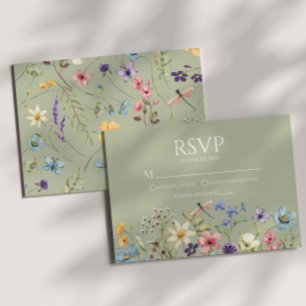 Carte RSVP fleur sauvage Fleur Fleur Fleur Fleur F