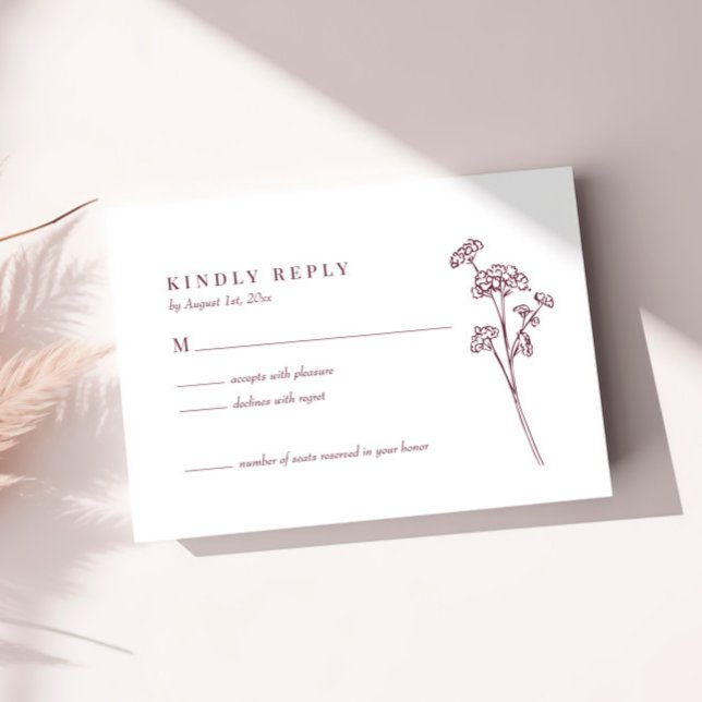 Carte RSVP fleur sauvage Floral Burgundy Wedding (Créateur téléchargé)