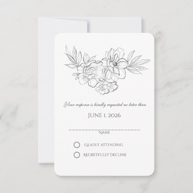 Carte RSVP Fleur sauvage illustré (Devant)