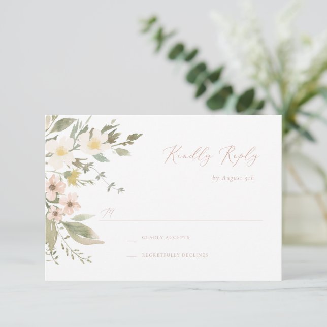 Carte RSVP fleur sauvage Romance (Debout devant)