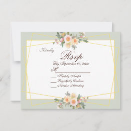 Carte RSVP Fleur verte Sage Botanique Romantique