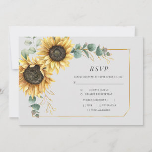 Carte RSVP fleurs de tournesol Eucalyptus