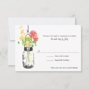 Carte RSVP Fleurs sauvages & Mason Jar