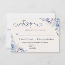 Carte RSVP Floral Bleu