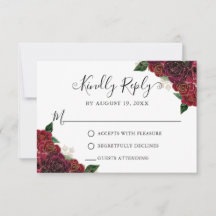 Carte RSVP Floral Red Gold Quinceañera