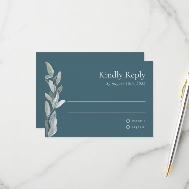 carte rsvp florale aquarelle (Devant/Arrière en situation)