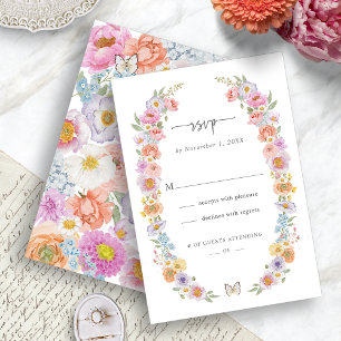 Carte RSVP florale brillante en gras