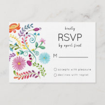 Carte RSVP florale colorée
