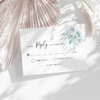 carte RSVP florale couleur bleu poussiéreuse