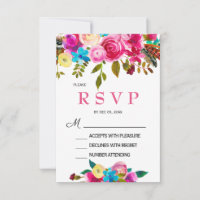 Carte RSVP florale couleur rose ressort vibrante