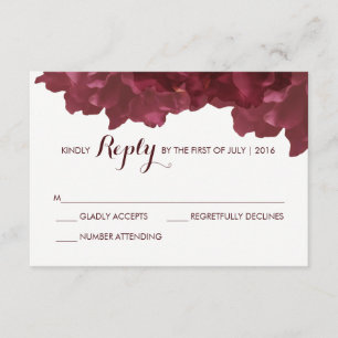 Carte RSVP florale couleur vin