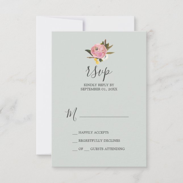 Carte RSVP florale peinte (Devant)