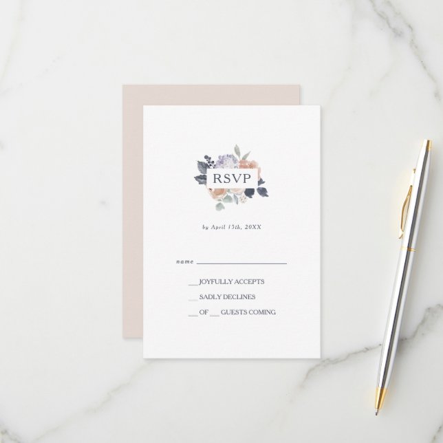 Carte RSVP florale simple et rustique (Devant/Arrière en situation)