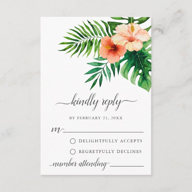 Carte RSVP Florale Tropicale moderne (Devant)