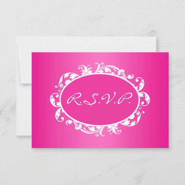 Carte RSVP Flourissant Rose Chaud (Devant)