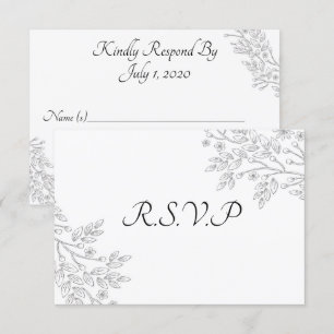 Carte RSVP Foil Floral Blanc Chic