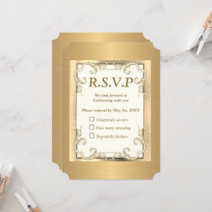 Carte RSVP Foil-Gold-Silver-Brass