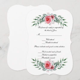Carte RSVP Foliage couleur rose Aquarelle