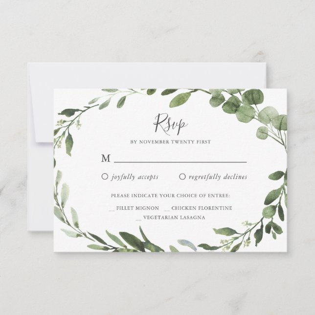 Carte RSVP Foliage Greenery Wedding (Devant)