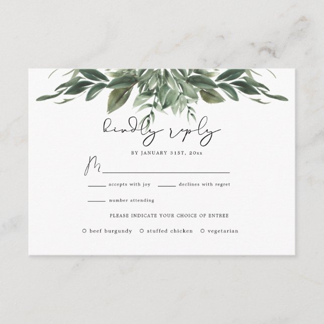 Carte RSVP Foliage Leaf Wedding (Devant)