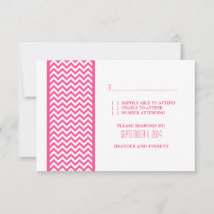 Carte RSVP frontière Chevron rose