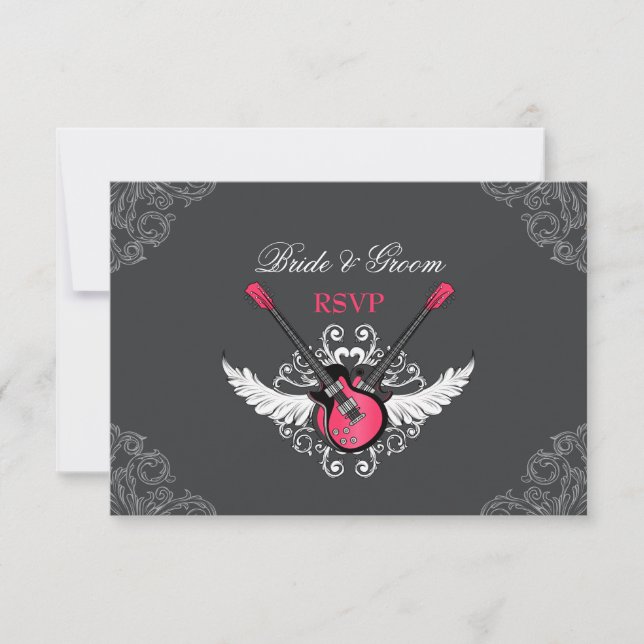 Carte RSVP Fuchsia Grey Mariage (Devant)