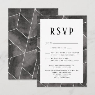 Carte RSVP Gala Géométrique Noir