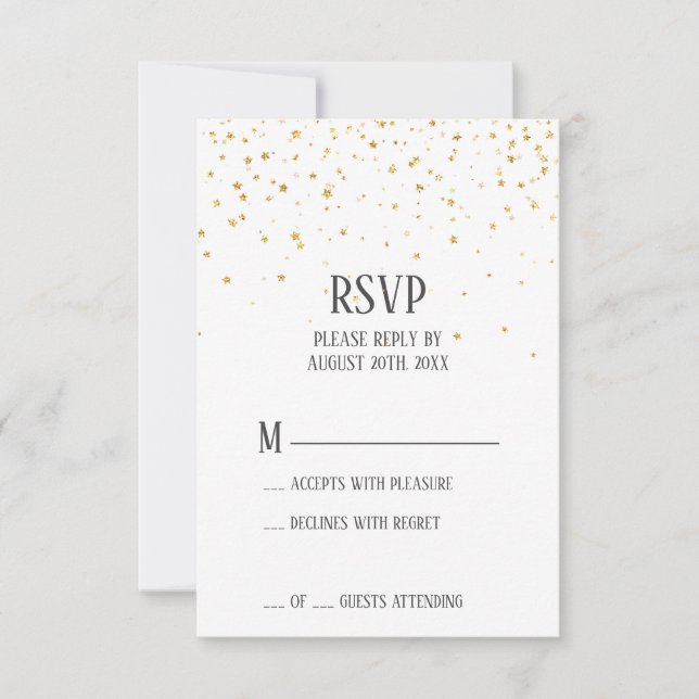 Carte RSVP Gold Confetti Wedding (Devant)