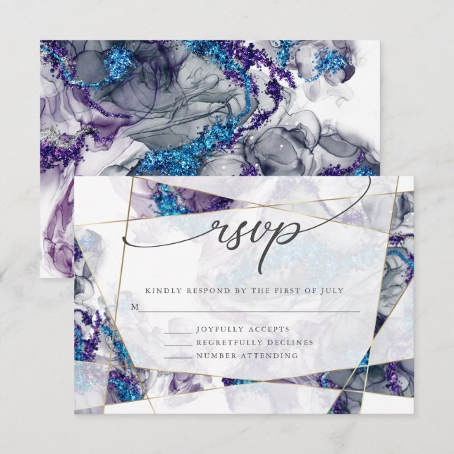 Carte RSVP Gold et Sage Green Watercolor (Devant / Derrière)