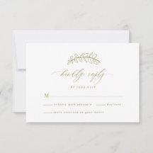 Carte RSVP Gold Leaf Wedding