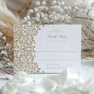 Carte RSVP Golden Elegance pour Mariage