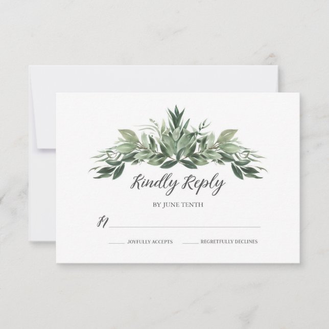 Carte RSVP Graceful Greenery Wedding (Devant)