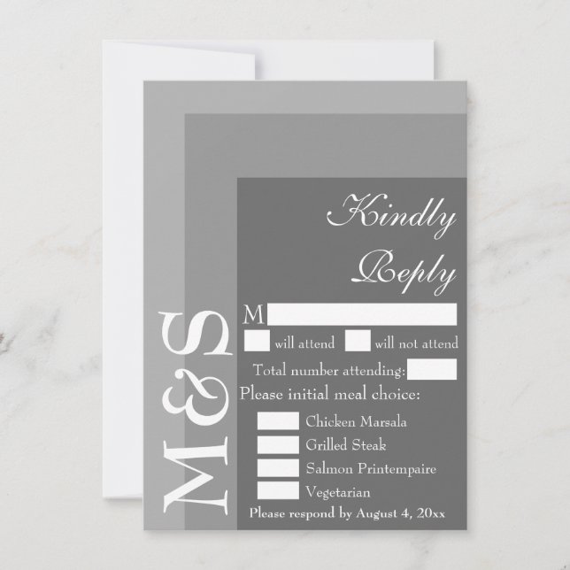 Carte RSVP Gris Moderne Chic Script Wedding (Devant)