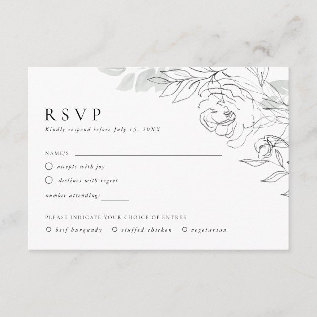 Carte RSVP illustrant la flore botanique (Devant)