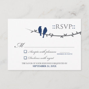 Carte RSVP Inséparable (bleu marine et blanc)