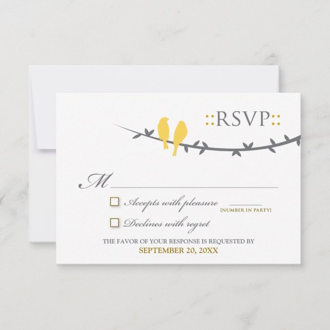 Carte RSVP Inséparable (jaune et blanc) (Devant)