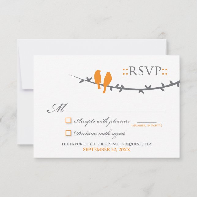 Carte RSVP Inséparable (orange et blanc) (Devant)
